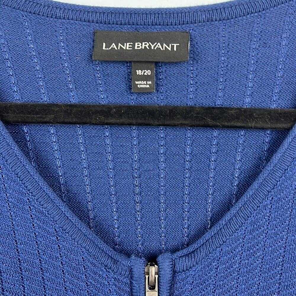 Lane Bryant 18/20 full zip peplum textured knit navy blue cardigan sweater - Picture 4 of 11